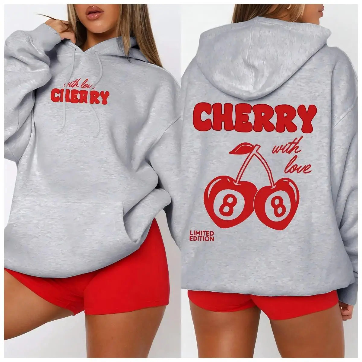 Cherry 88 Art Letter Prints Women Hoody Autumn Fleece Hoodies Hip Hop Loose Streetwear Unisex All-Match Fashion Woman Tops